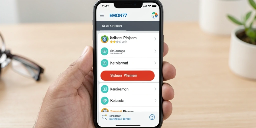 Tampilan antarmuka aplikasi EMON77 untuk pinjaman yang intuitif dan mudah digunakan.