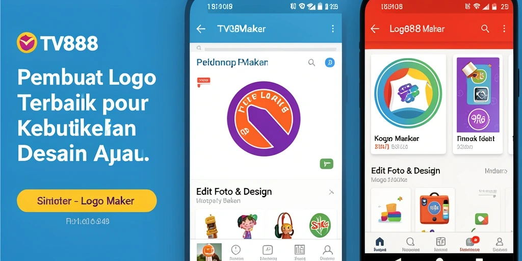 Antarmuka pengguna TV888 yang intuitif dan profesional untuk pembuatan logo.