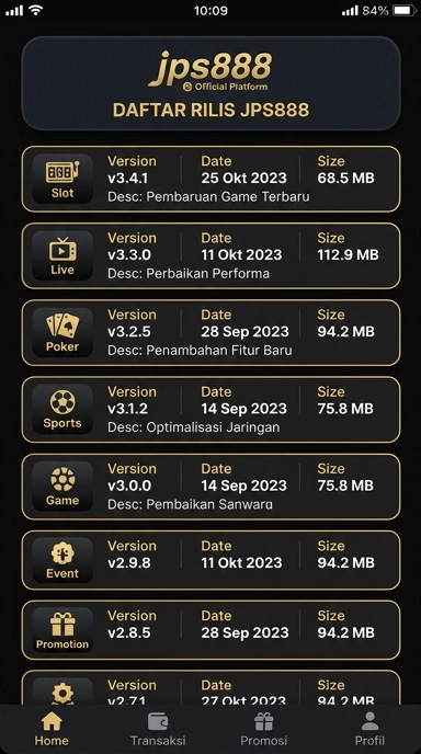 Riwayat Versi jps888 untuk Pengguna Android